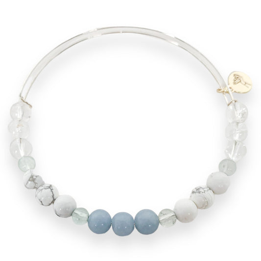 Handcrafted Confidence Crystal Healing Bracelet with natural Angelite and Howlite.