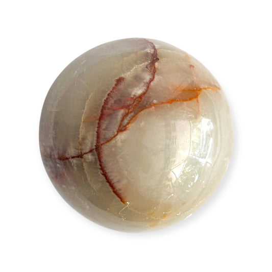 Red Banded Calcite Sphere 4.6" with Stand – Pakistani Onyx for Grounding