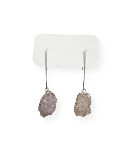 Freeform Drusy Earrings | Argentinian Silver Earring Wire | 2" Drop