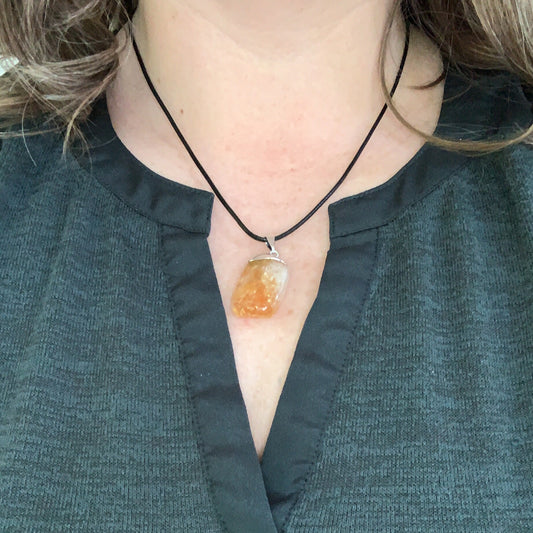Citrine Waxed Rope Necklace