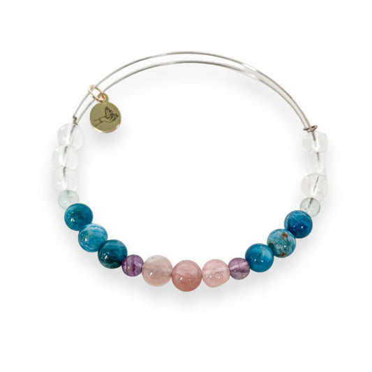 Handcrafted Compassion Natural Crystal Bracelet with Rose Quartz and Apatite.