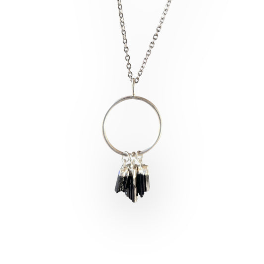 Black Tourmaline 3 Stone Necklace
