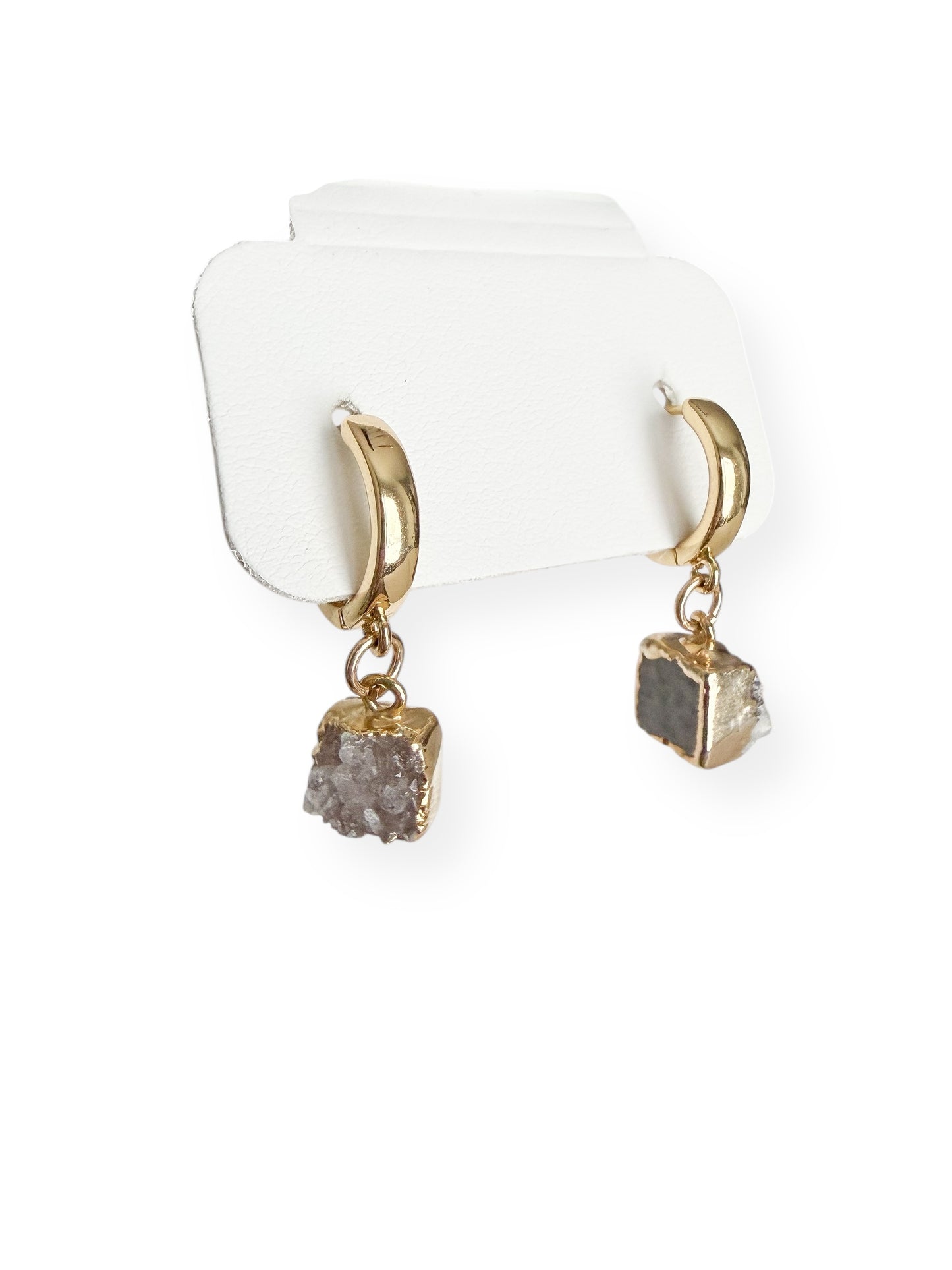Square Drusy Huggies | Gold Filled | 0.5" Huggie | 0.25" Square