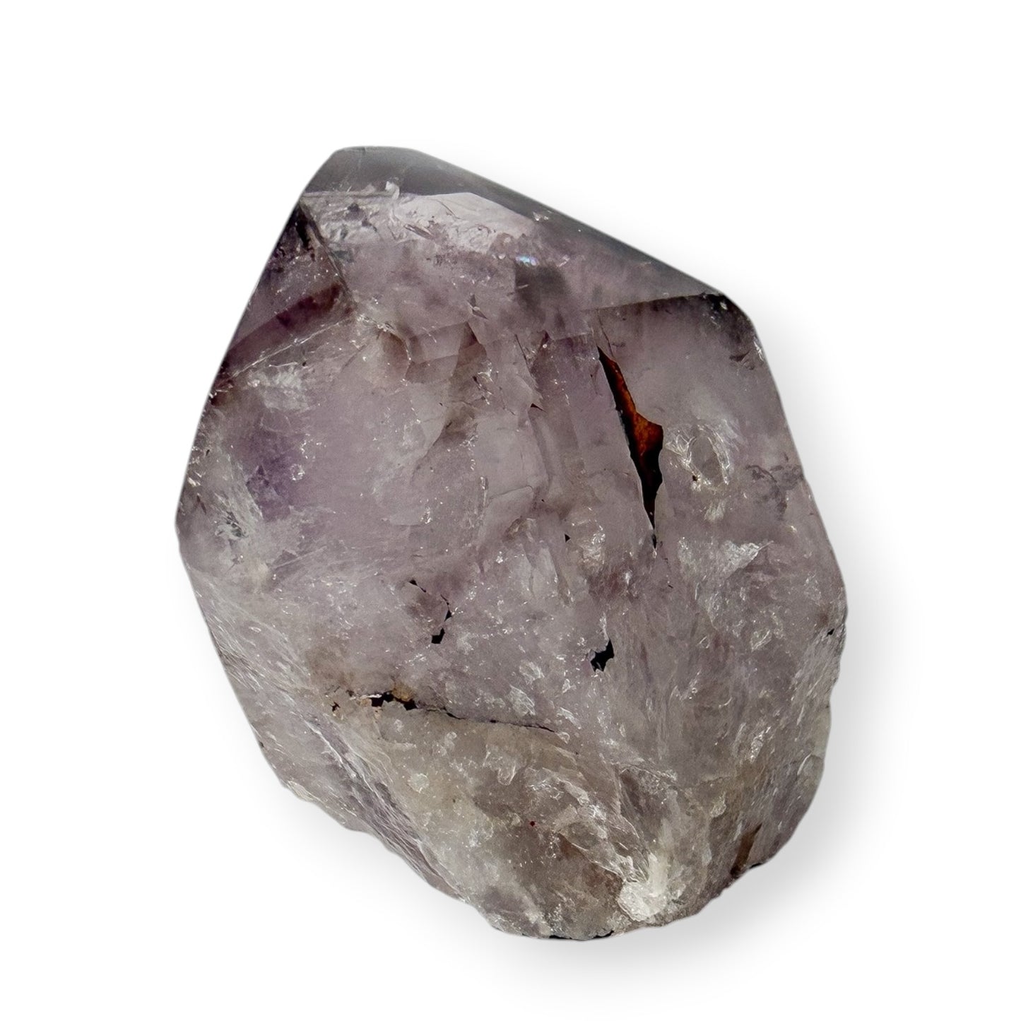 Amethyst crystal on white background showing details