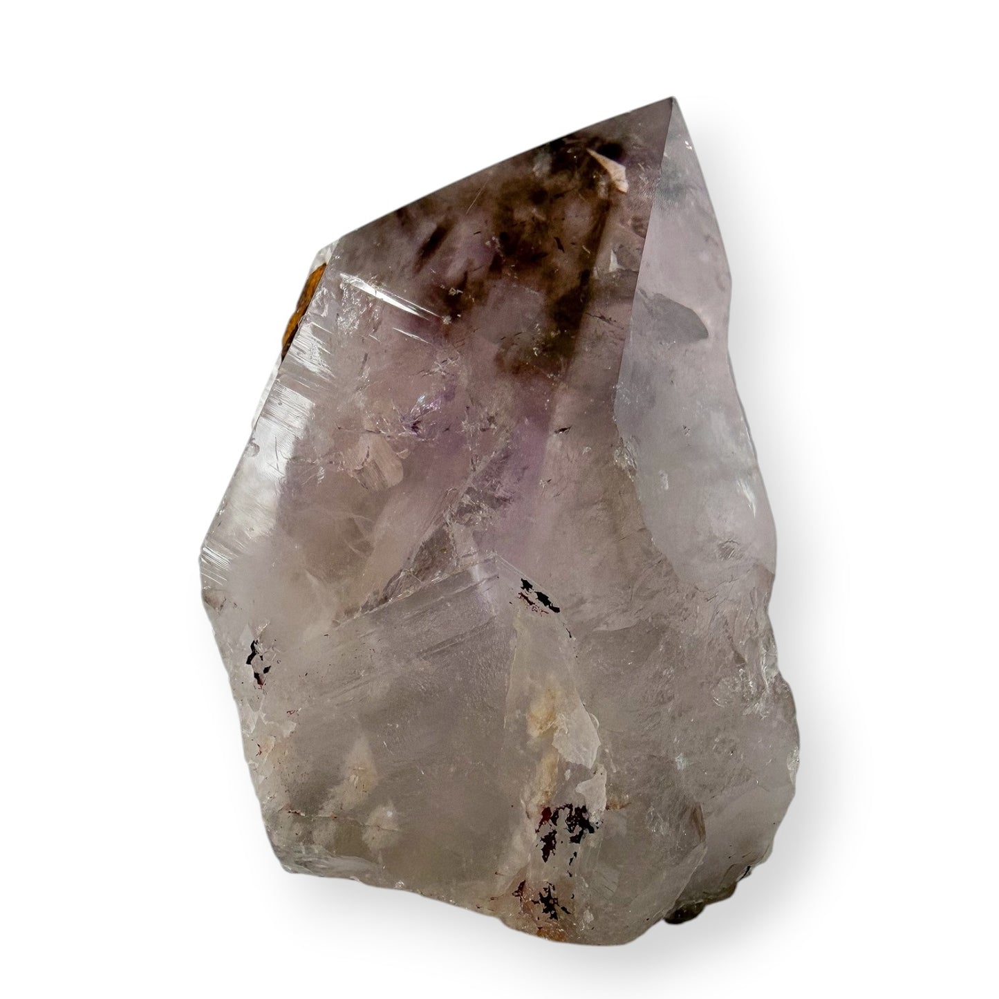 Purple Amethyst Crystal on white background. 