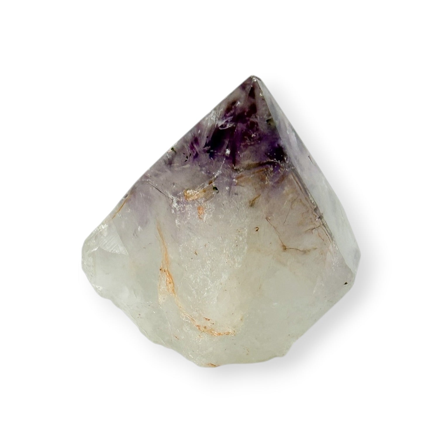 Amethyst Top Polished Point Water Color Splash Side View on White Background