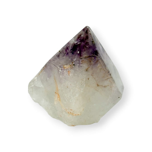 Amethyst Top Polished Point Water Color Splash Side View on White Background