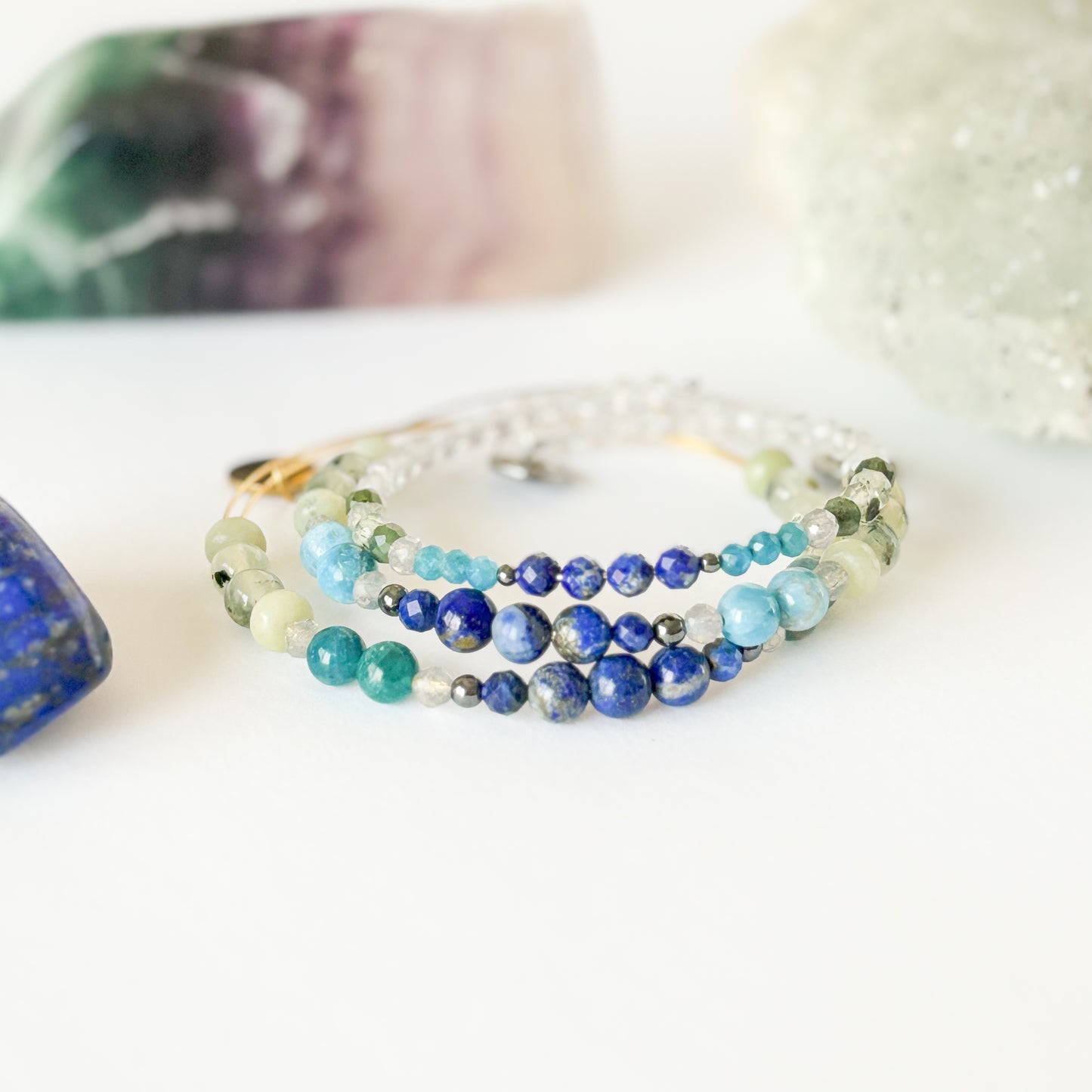 Hematite and Nephrite Jade wrap bracelet