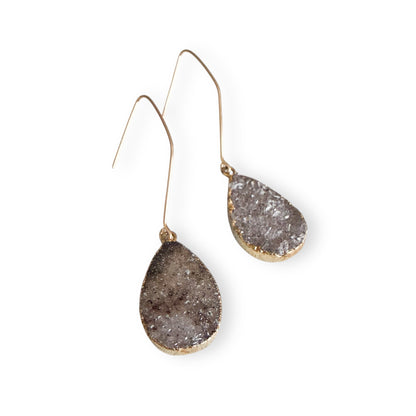 Teardrop Drusy Earrings | Gold Filled | 2.5" Drop