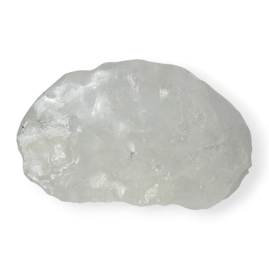 Raw white calcite crystal rock on a white background