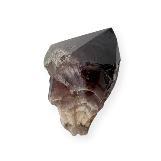 Deep Purple Chevron Amethyst side view of the point on a white background