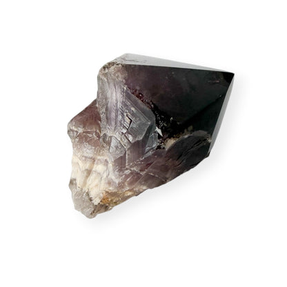 Deep Purple Chevron Amethyst Point on white background