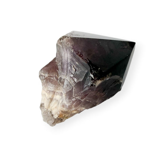 Deep Purple Chevron Amethyst Point on white background