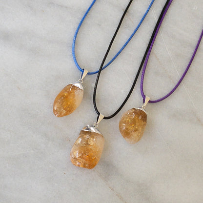 Citrine Waxed Rope Necklace