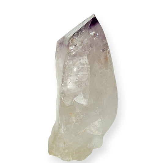 Light Lavender Crystal Amethyst Point Side View on White Background