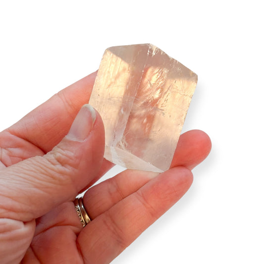 Sunlight shining through the clear calcite for visual effect