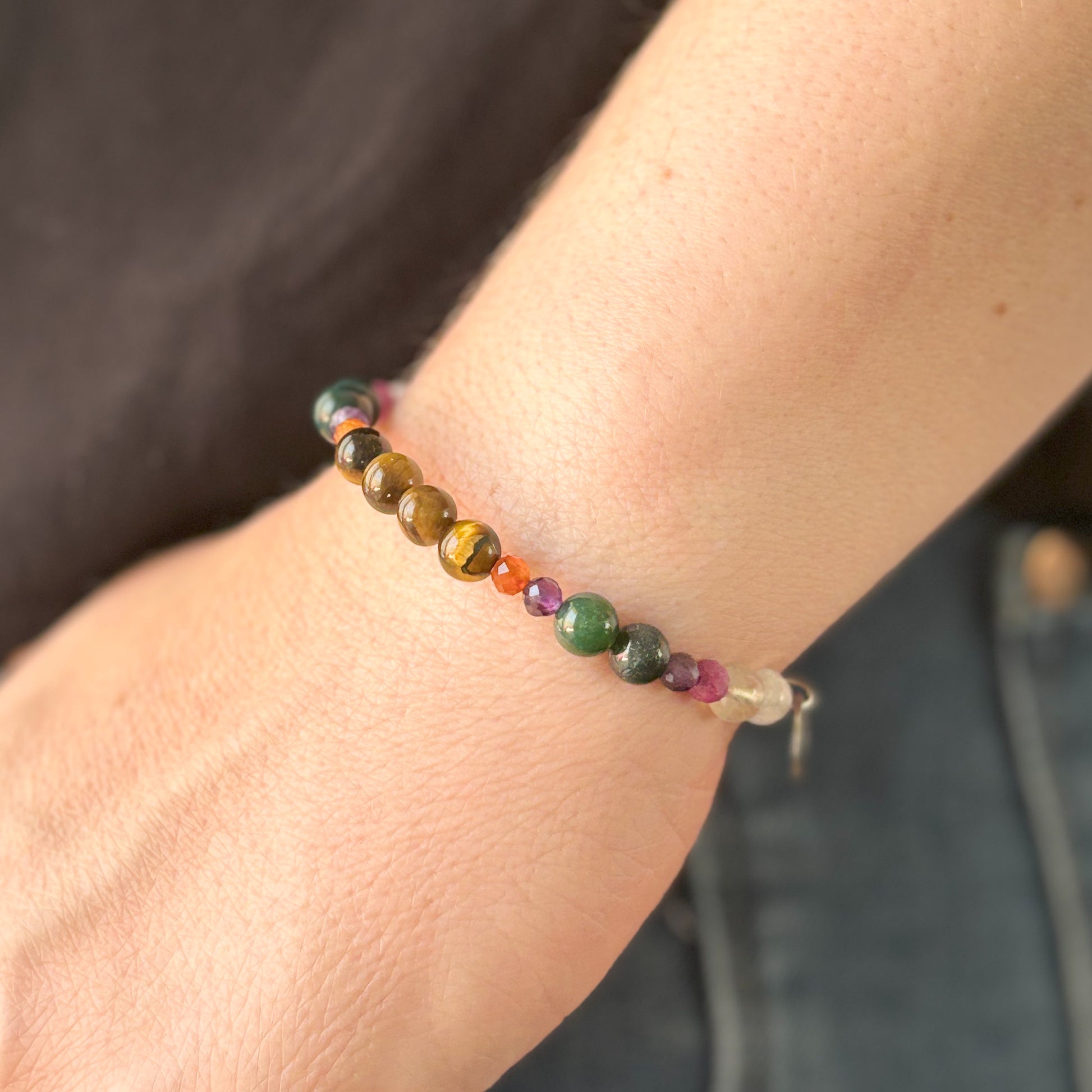 Handcrafted Motivation Bangle on woman's wrist