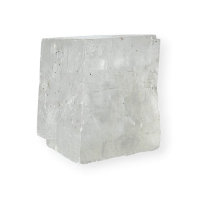 Side view of rhombic Optical calcite on white background 