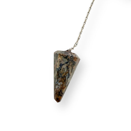 Sea Jasper Pendulum on White Background