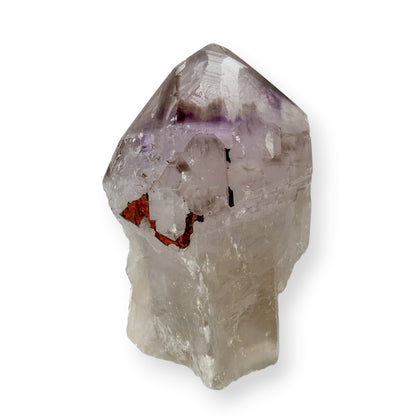 Side View of Medium Natural Amethyst Point on White Background