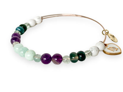 Close-up of Virgo Bracelet showcasing the natural crystals.