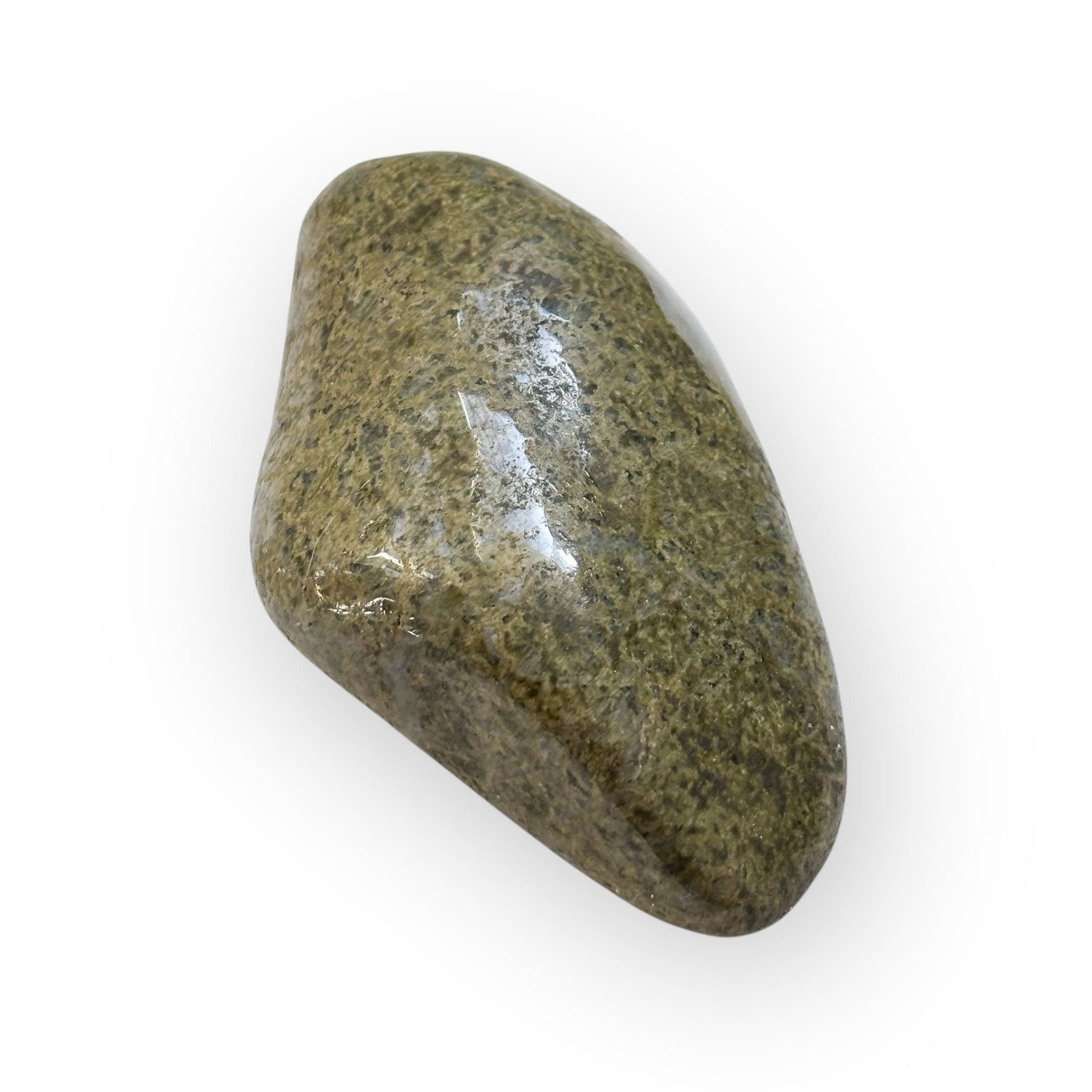 Side angle of medium Epidote showing soft veining and shape