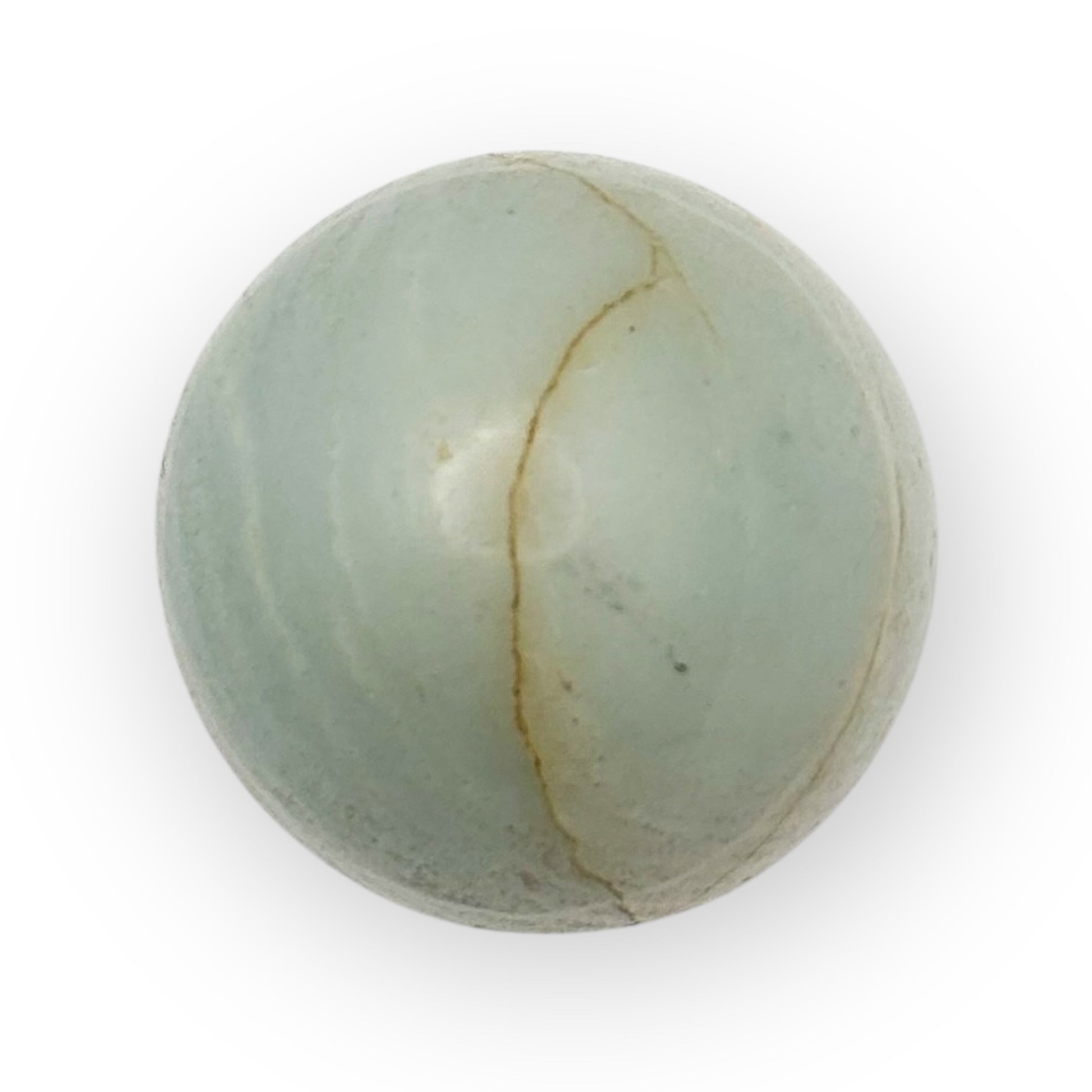 Close-up of Amazonite egg highlighting the crystal's soft, soothing color and natural marbling