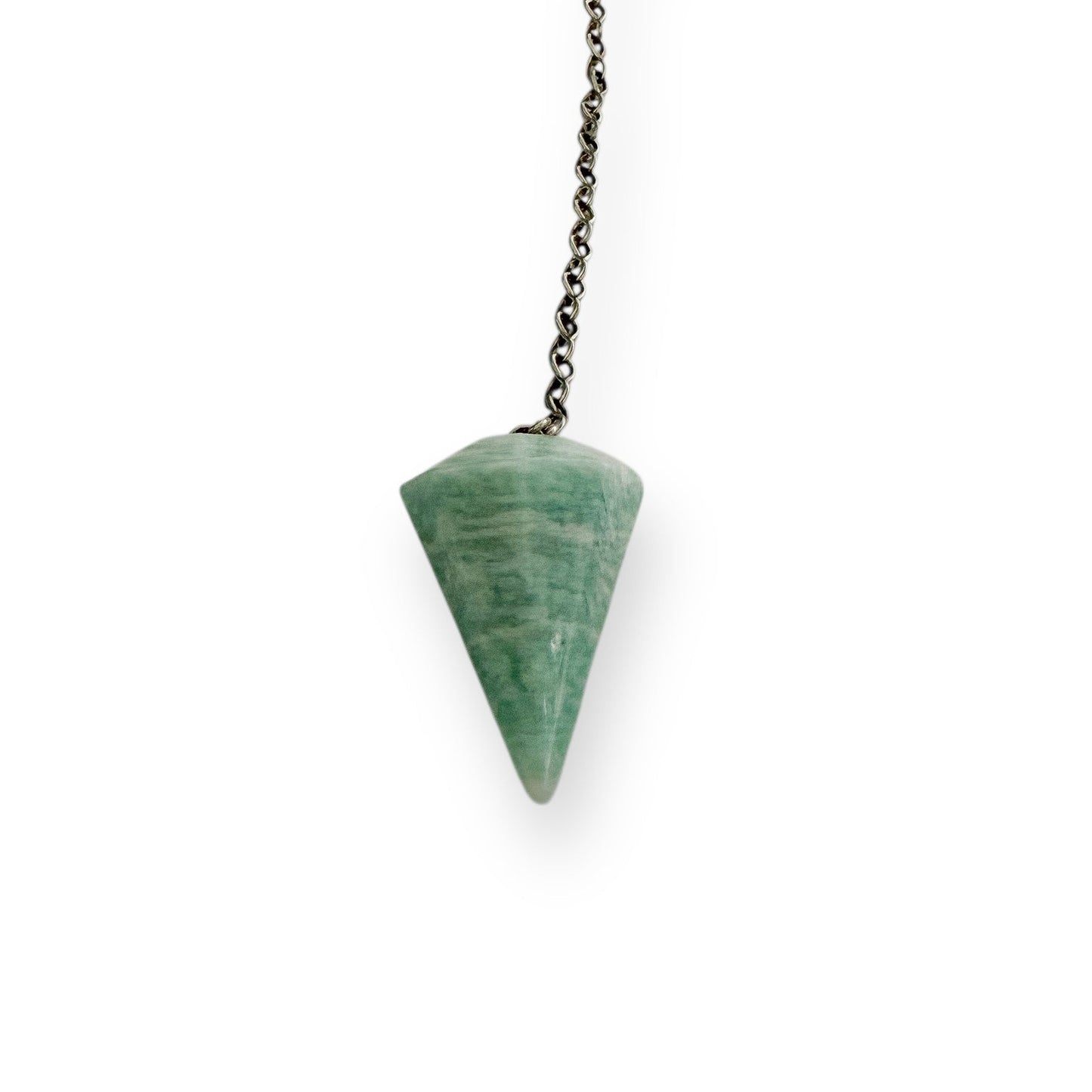 Amazonite pendulum divination tool with stainless steel chain spiritual crystal for calm clarity
