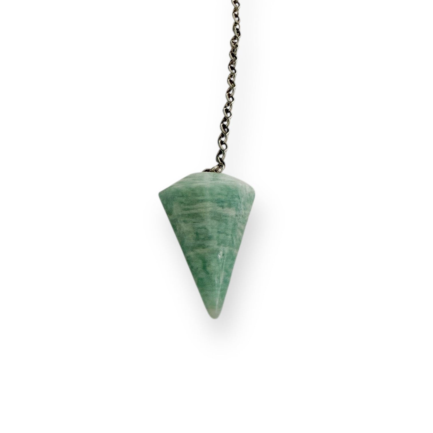 Amazonite pendulum divination tool with stainless steel chain spiritual crystal for calm clarity