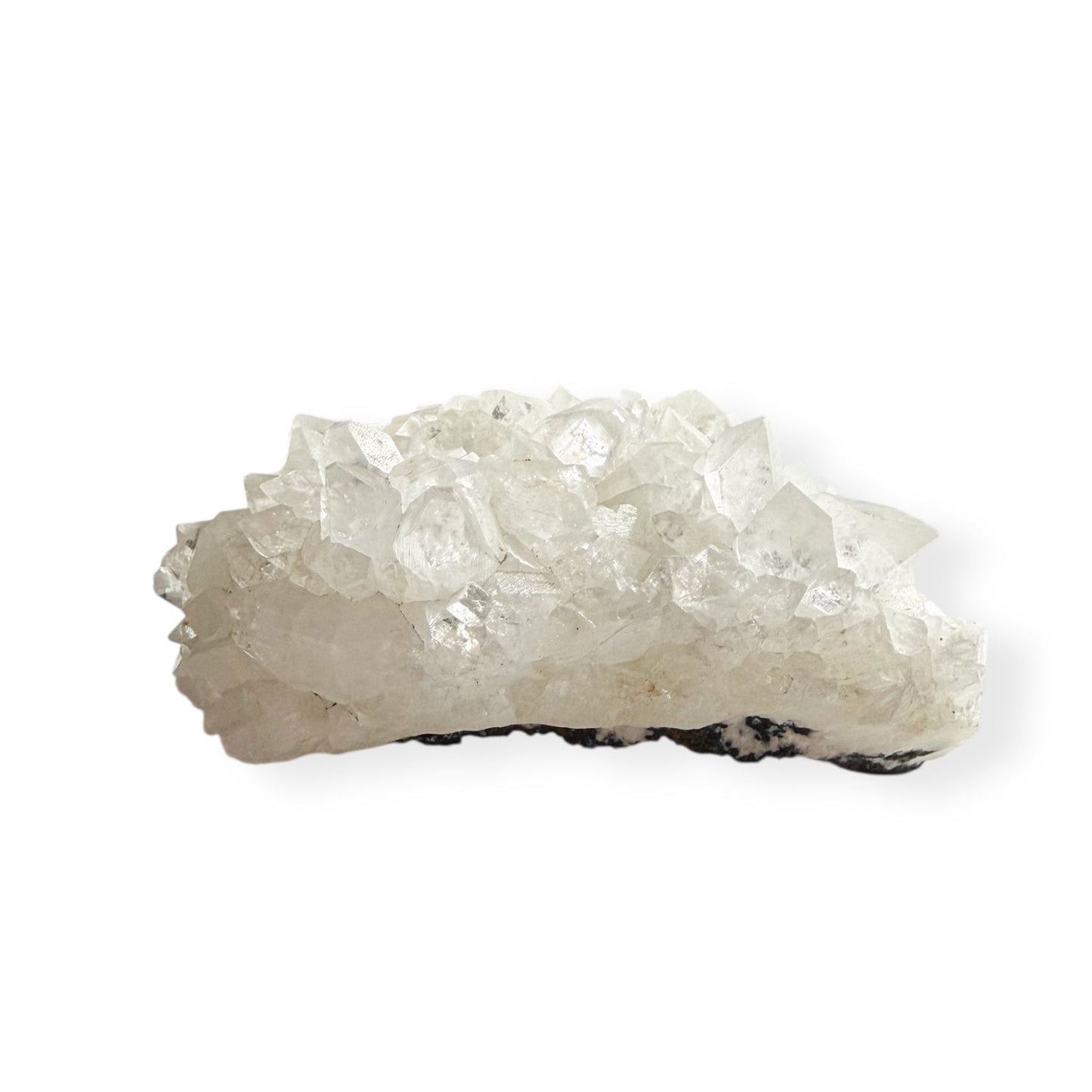 Side view of natural Arkansas Quartz Cluster showing layered formation
