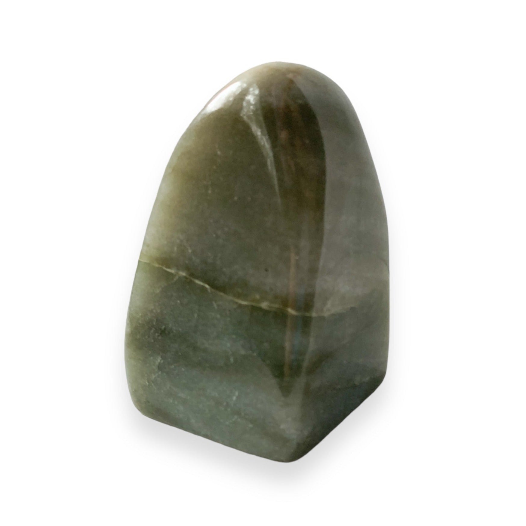 Polished Green Aventurine Freeform Crystal with soft green swirls