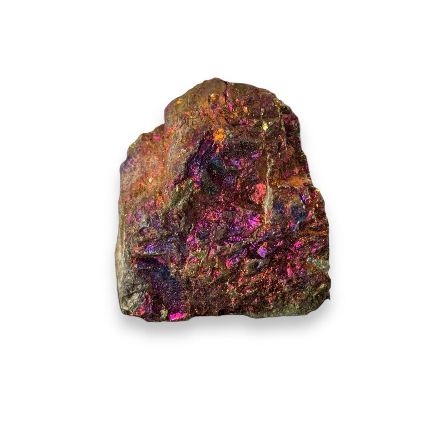 Detailed shot of Chalcopyrite’s crackled surface and metallic shine