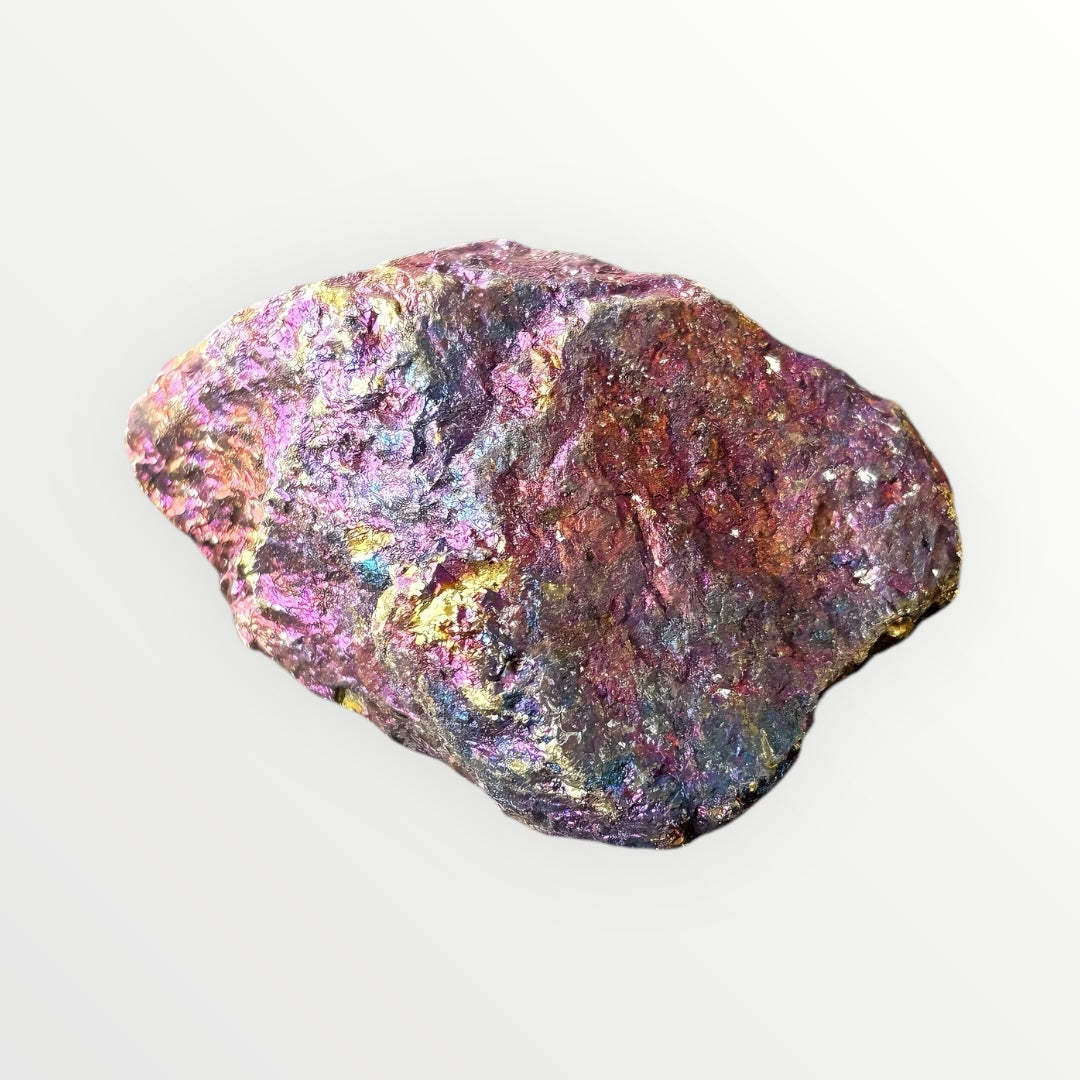 Detailed shot of Chalcopyrite’s crackled surface and metallic shine