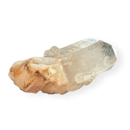 Extra Large Clear Quartz Point Cluster with multiple clear crystal points on white background