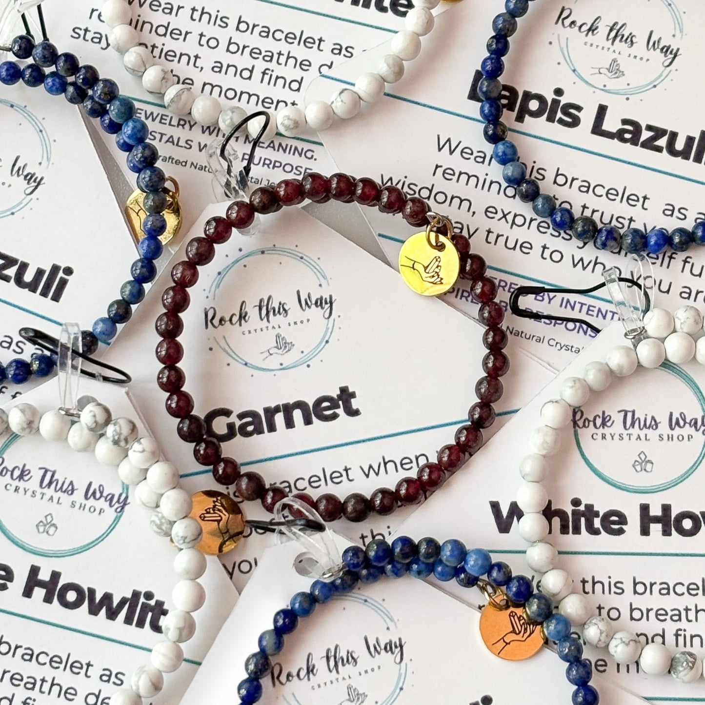 Freedom Stack shown with Rock This Way packaging, gift-ready crystal bracelet set