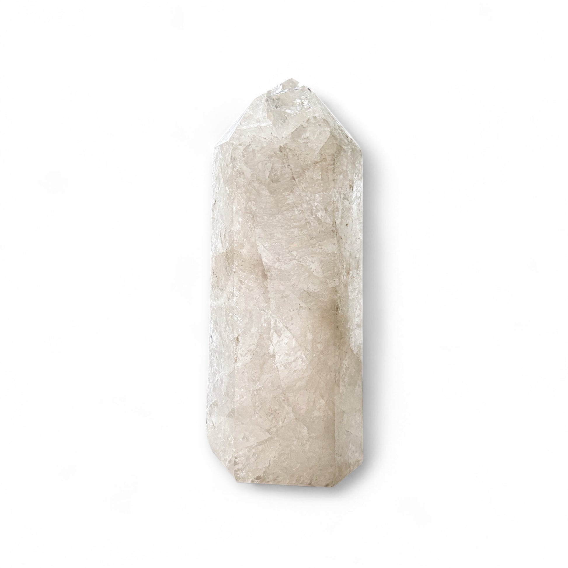 Full front view of Girasol Quartz Tower against white background.