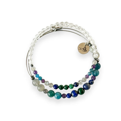 Handcrafted Intuition Wrap Bracelet with 4mm micro-faceted natural stones for clarity and confidence.