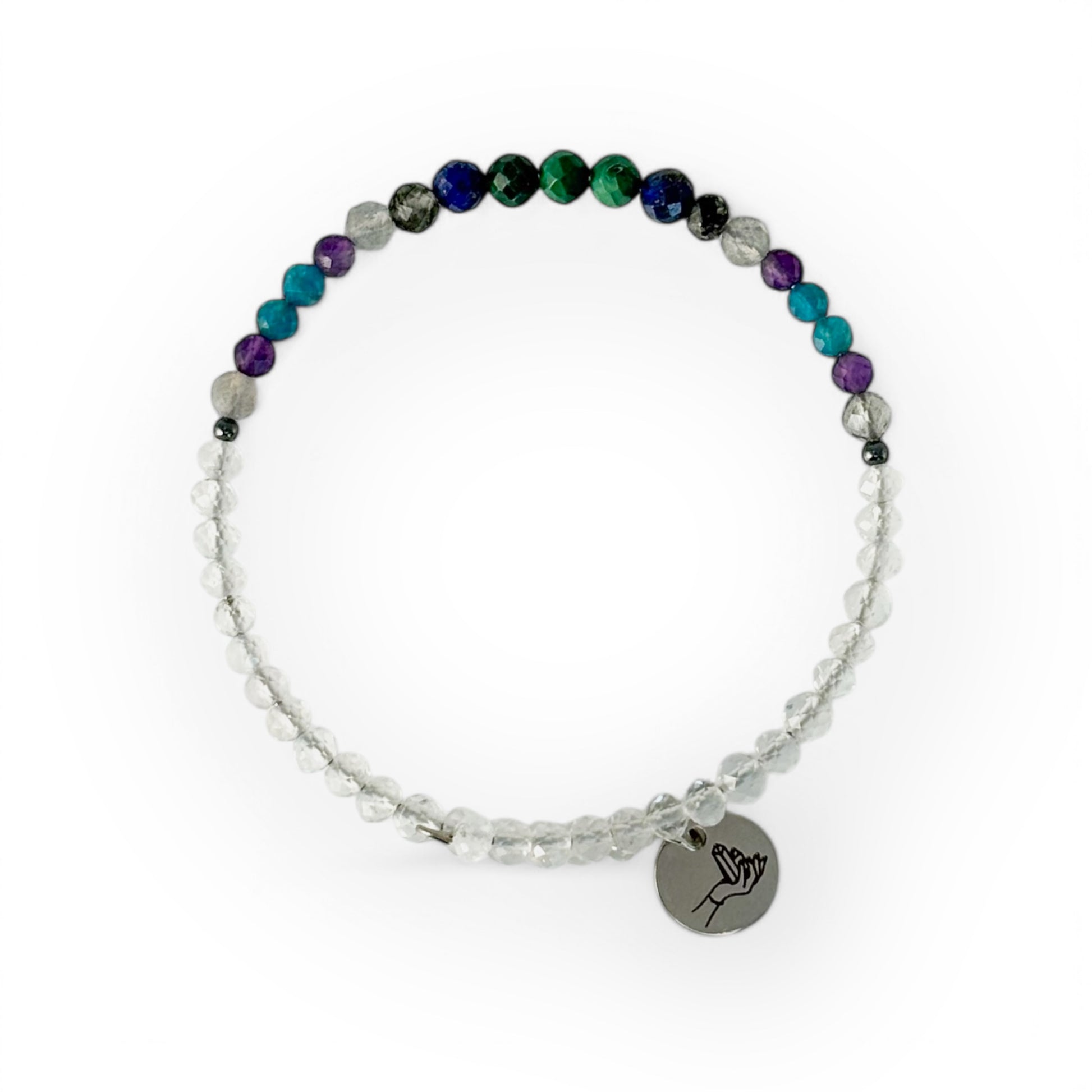 Intuition Wrap Bracelet made with Malachite, Lapis, Amethyst, and more – crystal jewelry for clarity and confidence.