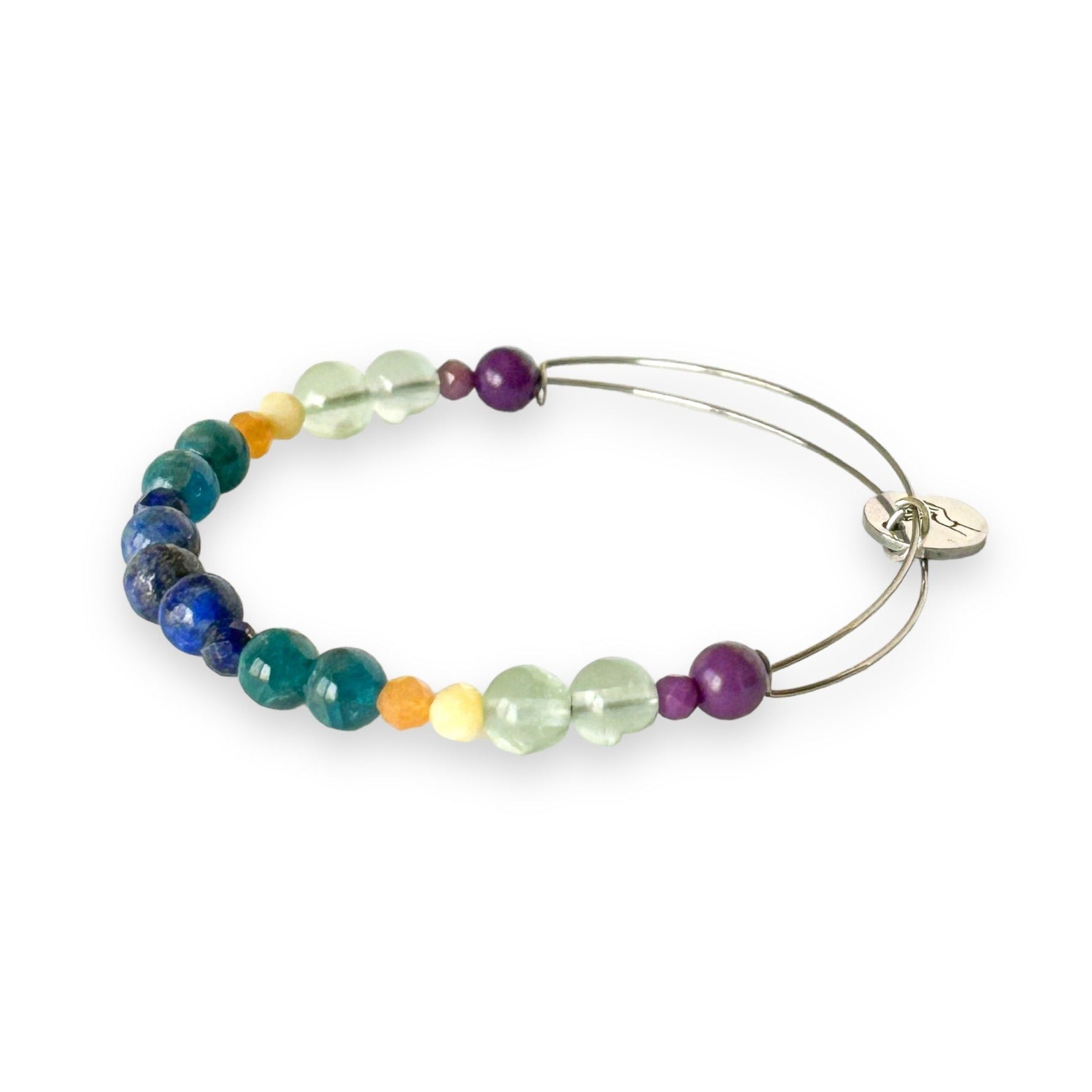 Joy bracelet styled with apatite and lapis lazuli stones
