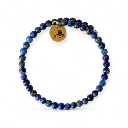 Lapis Lazuli wrap bracelet with deep blue natural stone beads, 4mm round