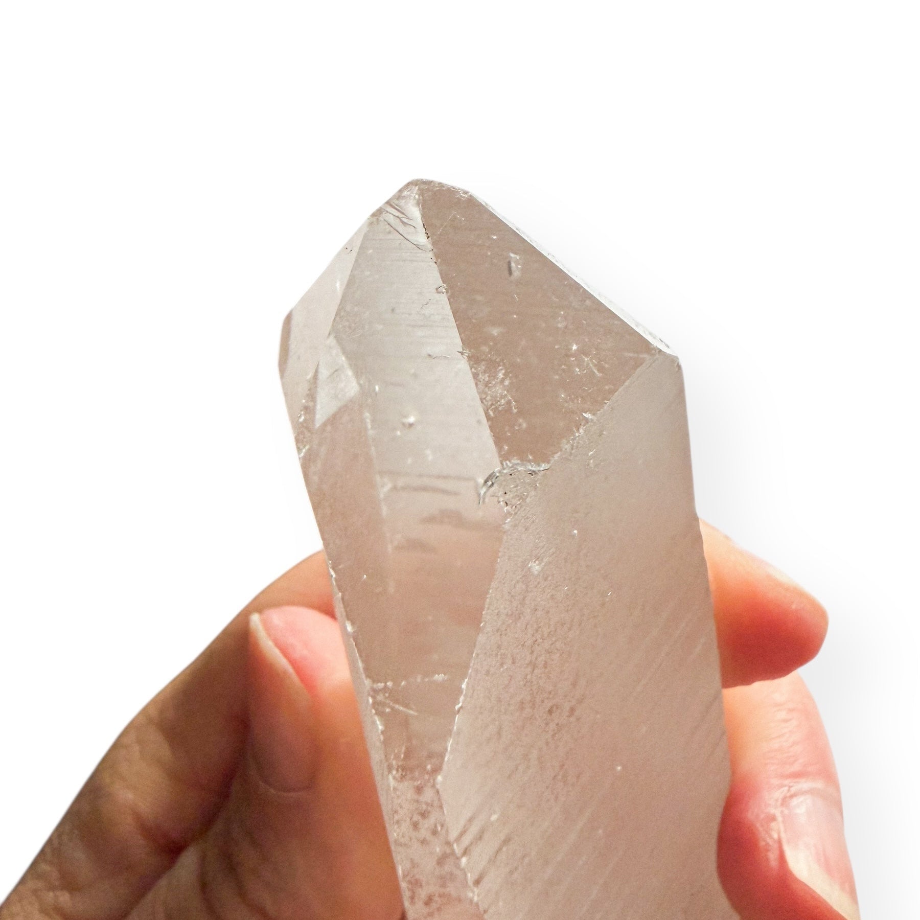 Close-up of Lemurian Quartz highlighting record keeper markings