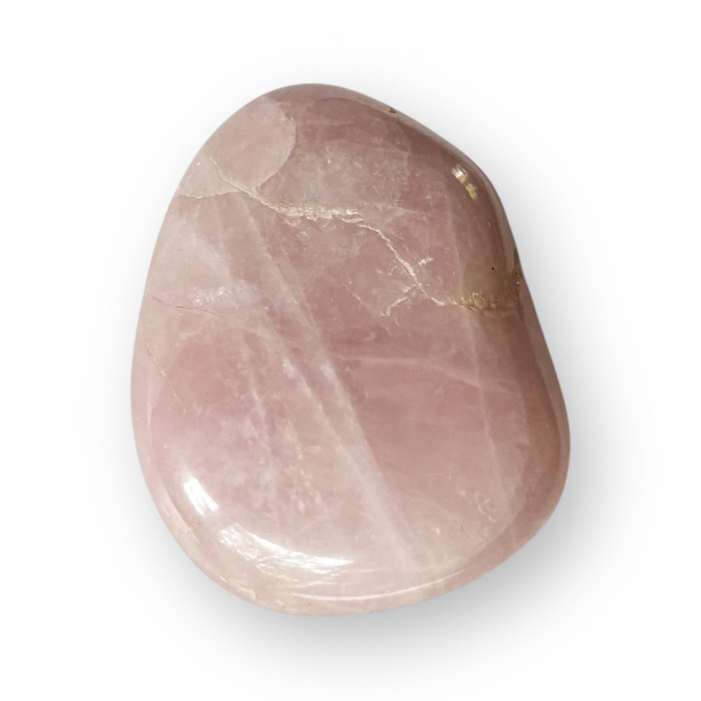 Medium polished Rose Quartz crystal with soft pink color and natural shine.