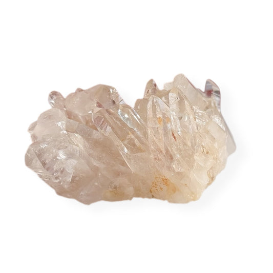 Medium Clear Quartz Cluster with multiple points on white background