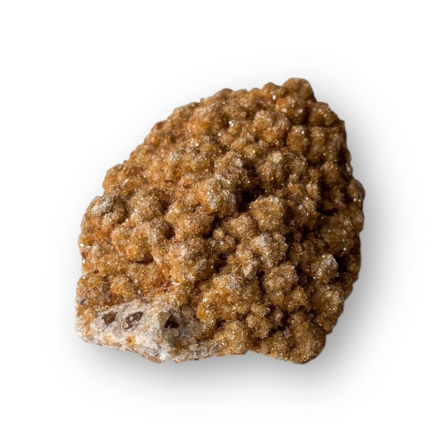 Natural orange Aragonite mineral showing botryoidal texture and layered growth.