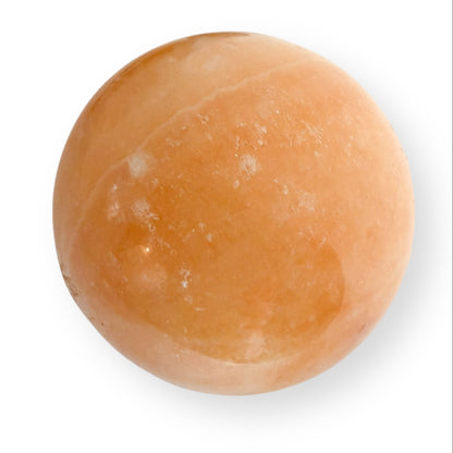 Polished Orange Calcite sphere front view