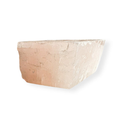 Side view of large raw pink Icelandic Calcite showing layered transparency and natural edges.