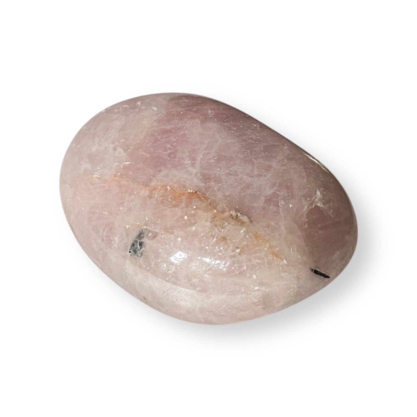 Pink Rose Quartz stone on white background for product display.