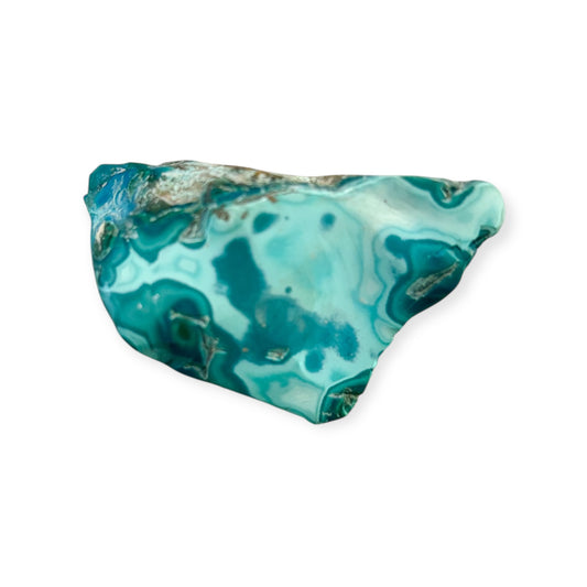 Polished Chrysocolla crystal with smooth surface and calming teal tones