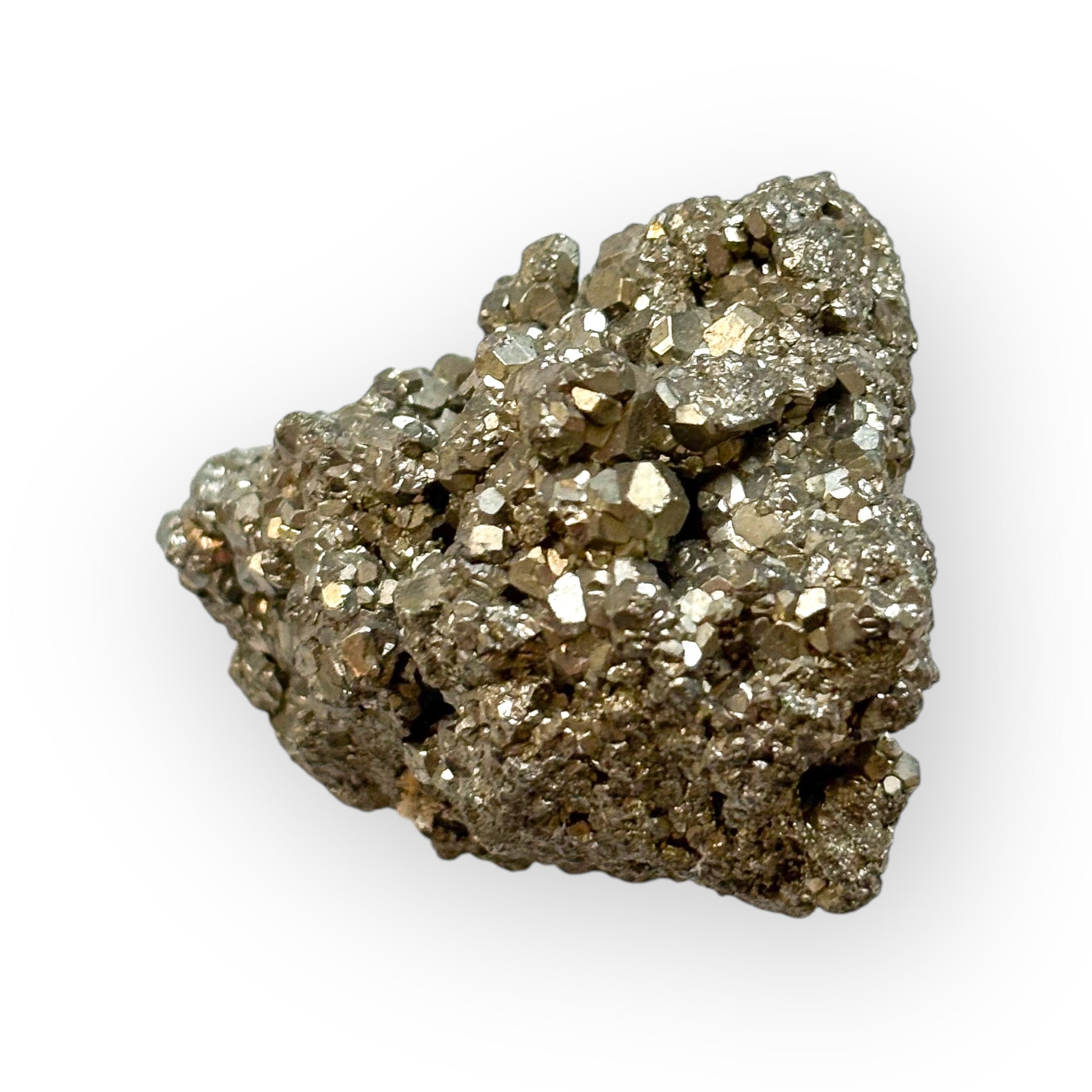 Close-up of raw Pyrite Cluster highlighting detailed crystal formation