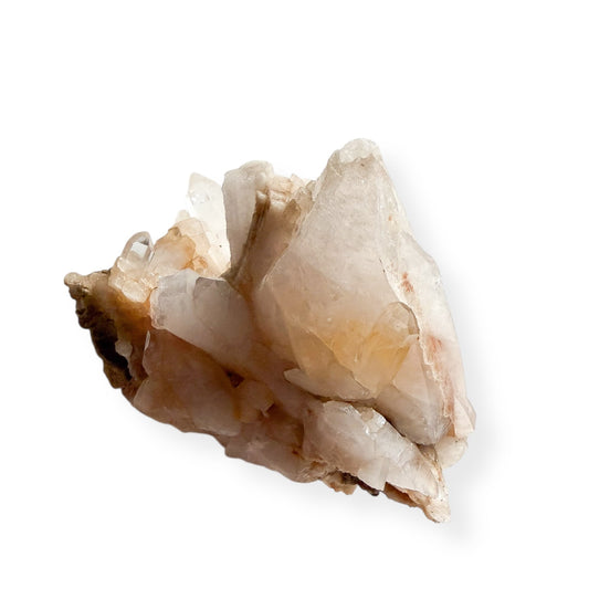 Side view of Quartz Cluster showing translucent and golden hues